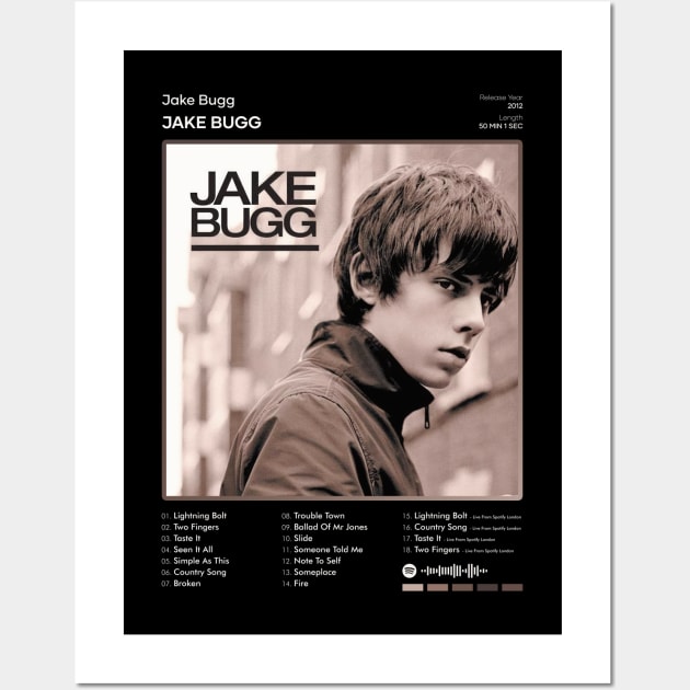 Jake Bugg - Jake Bugg Tracklist Album Wall Art by 80sRetro